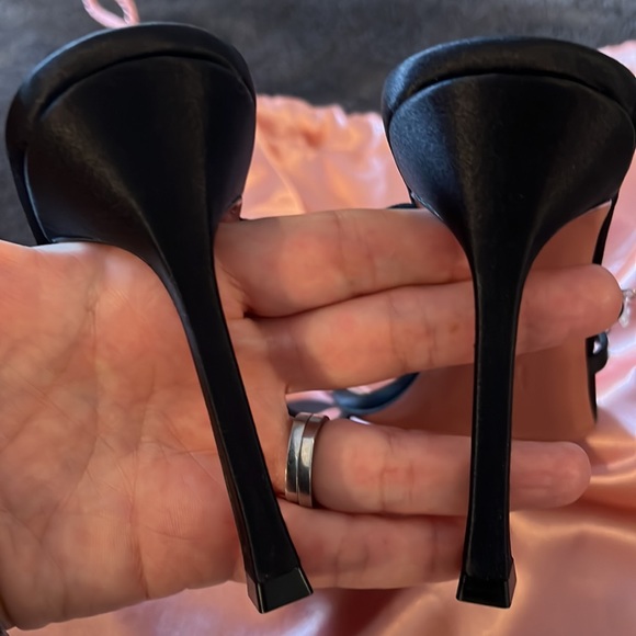 Amina Muaddi Tina black satin mules Savannahs. NIB. - Picture 7 of 17